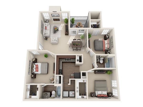 3 Beds • 2 Bath 0508 floor plan